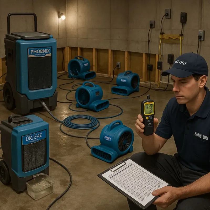 Structural Drying and Dehumidification process in Forestdale, MA